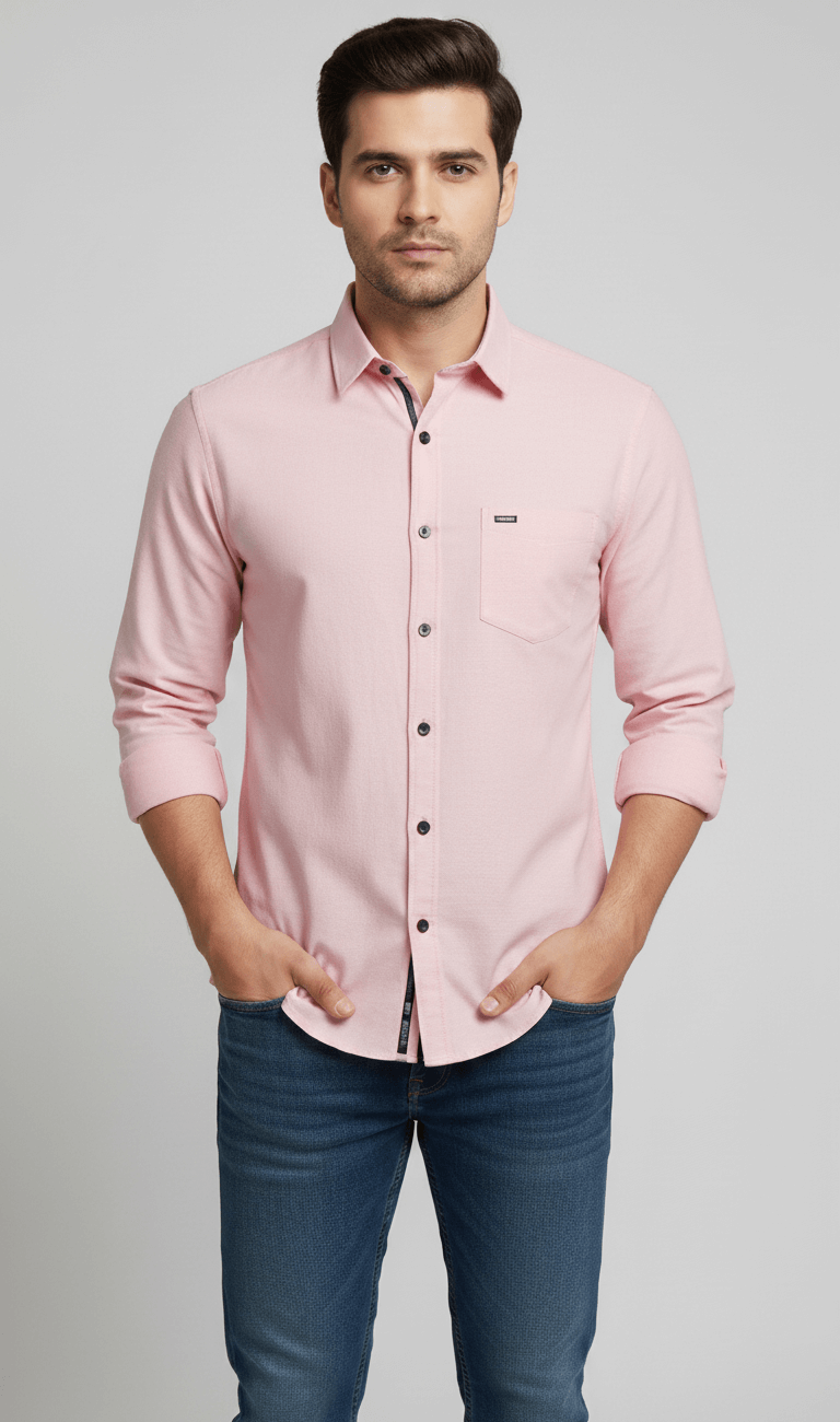 Men’s Full Sleeve Slim Fit Light Pink Shirt