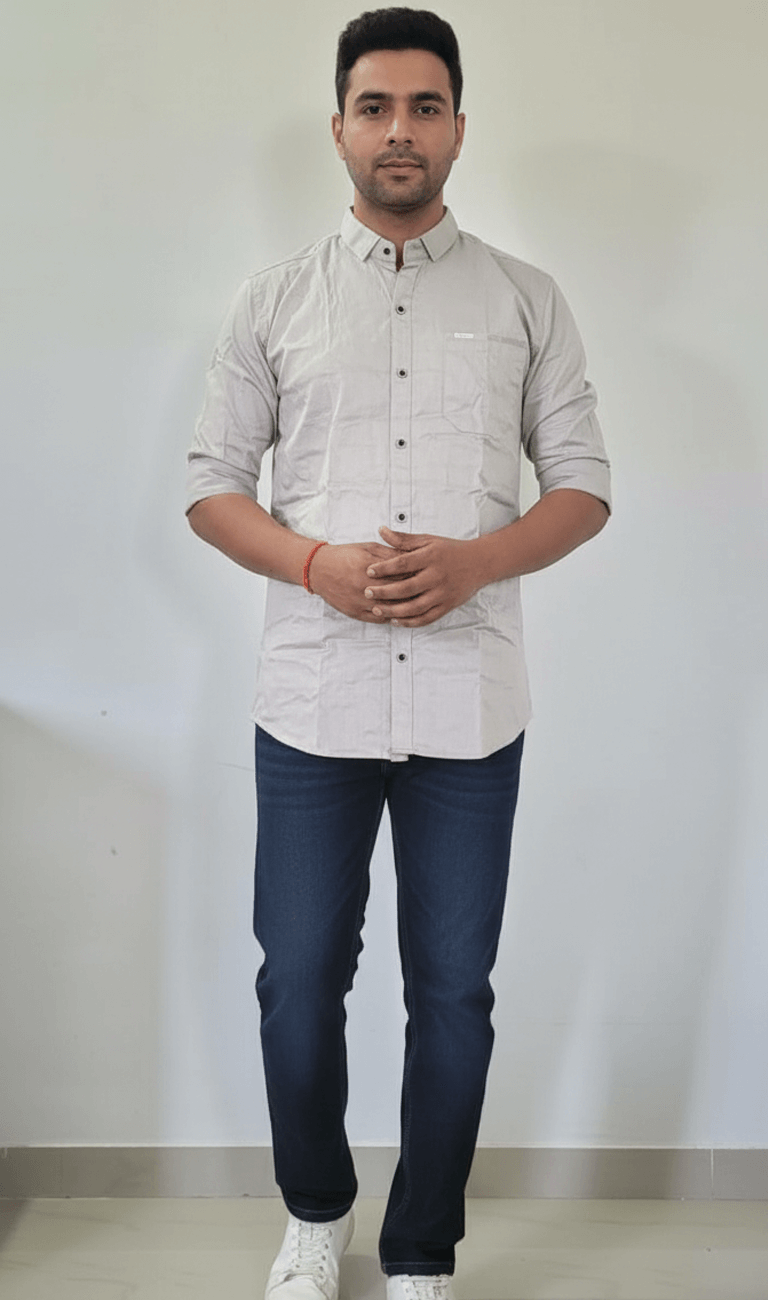 Beige Solid Full Sleeve Casual Shirt