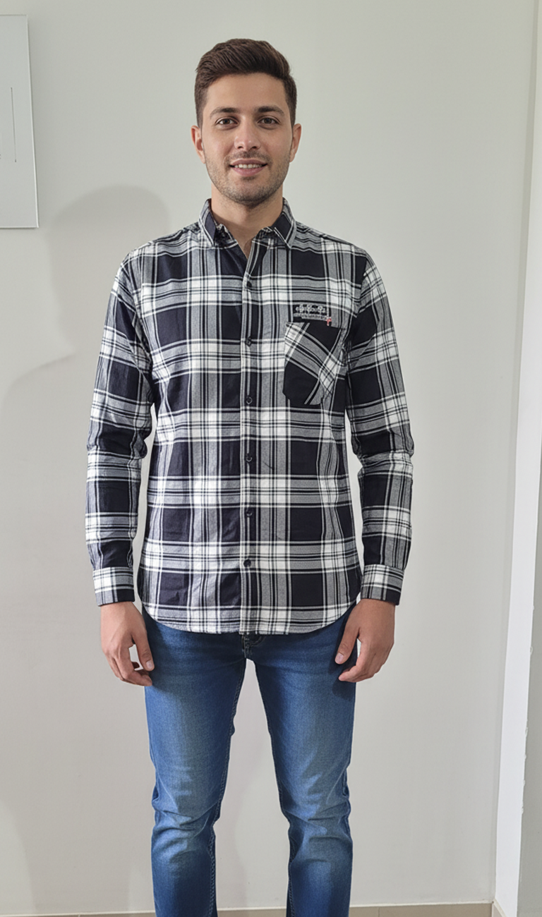Black and White Checks Casual Shirt