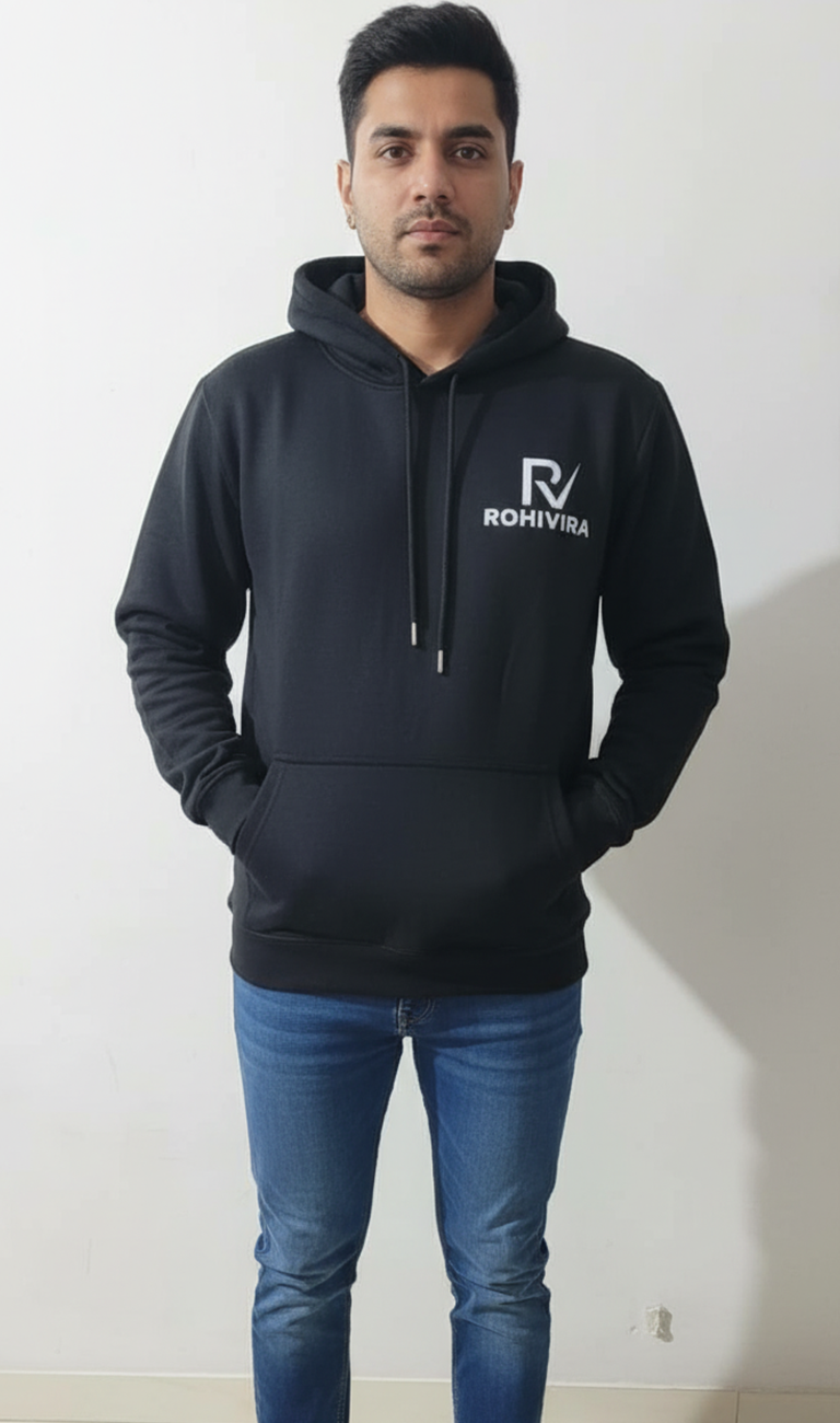 Black PC Fleece Hooded Sweatshirt