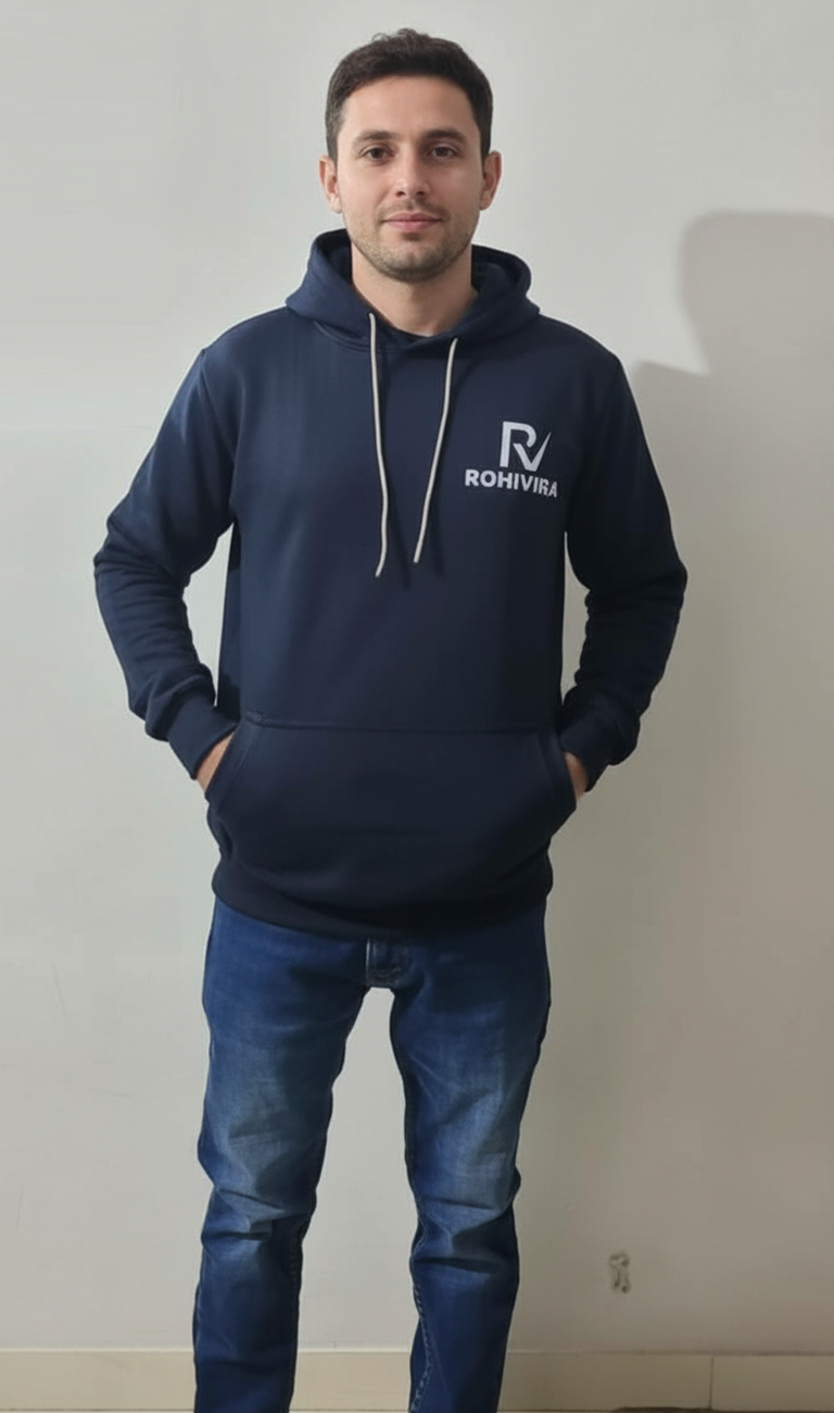 Navy Blue PC Fleece Hooded Sweatshirt