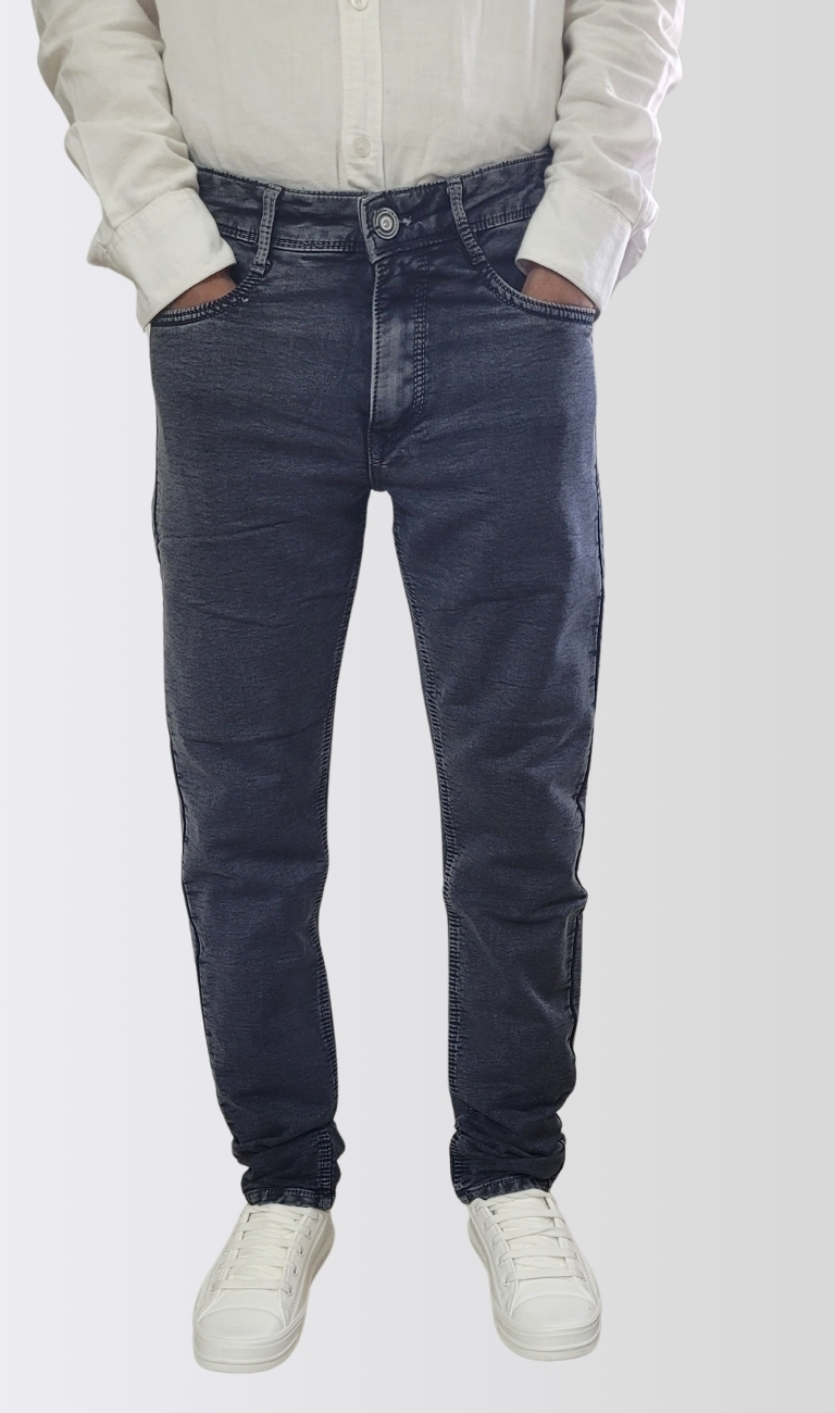 Men’s Charcoal Grey Slim Fit Stretch Jeans - Image 2