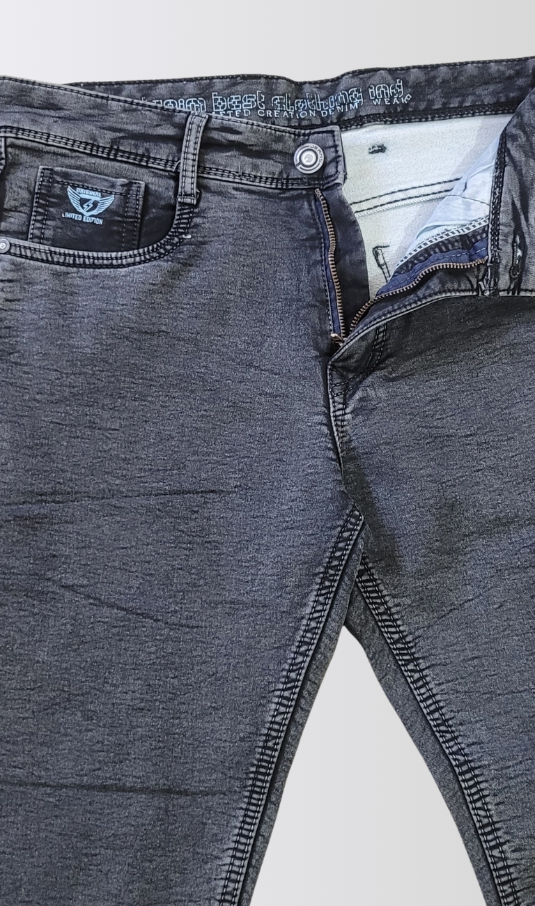 Men’s Charcoal Grey Slim Fit Stretch Jeans - Image 5