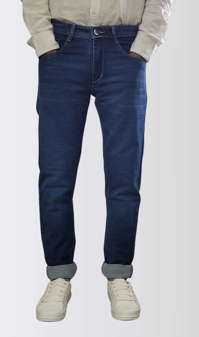Men’s Indigo Blue Slim Fit Denim Jeans - Image 4