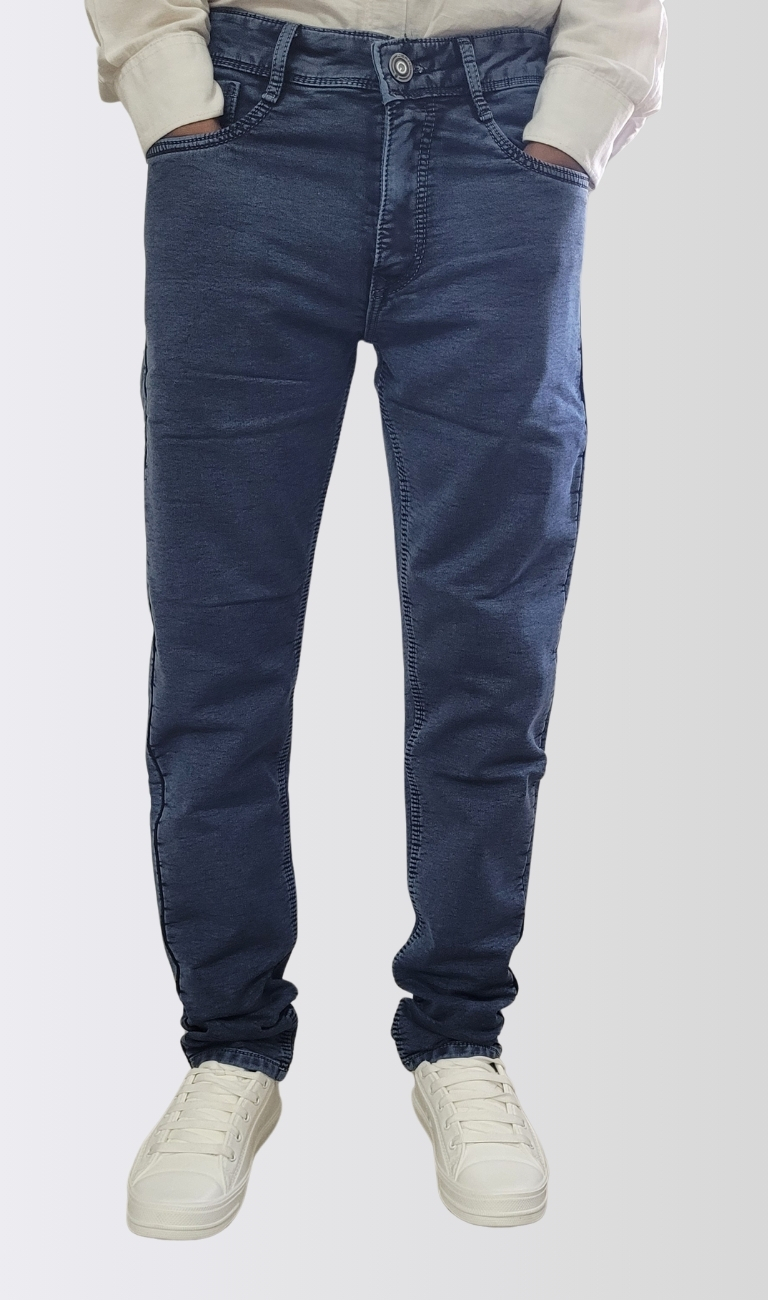 Men’s Navy Blue Tapered Fit Denim Jeans - Image 3