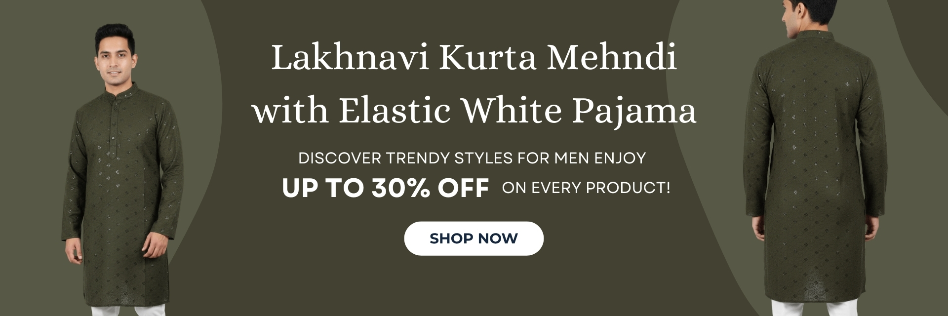 Lakhnavi Kurta with Elastic White Pajama