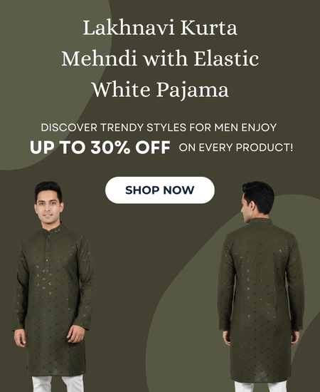 Mobile Lakhnavi Kurta with Elastic White Pajama