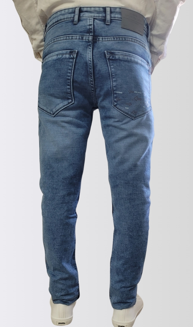 Men’s Light Blue Slim Fit Washed Jeans - Image 2