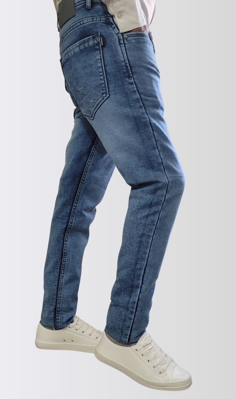 Men’s Light Blue Slim Fit Washed Jeans - Image 3