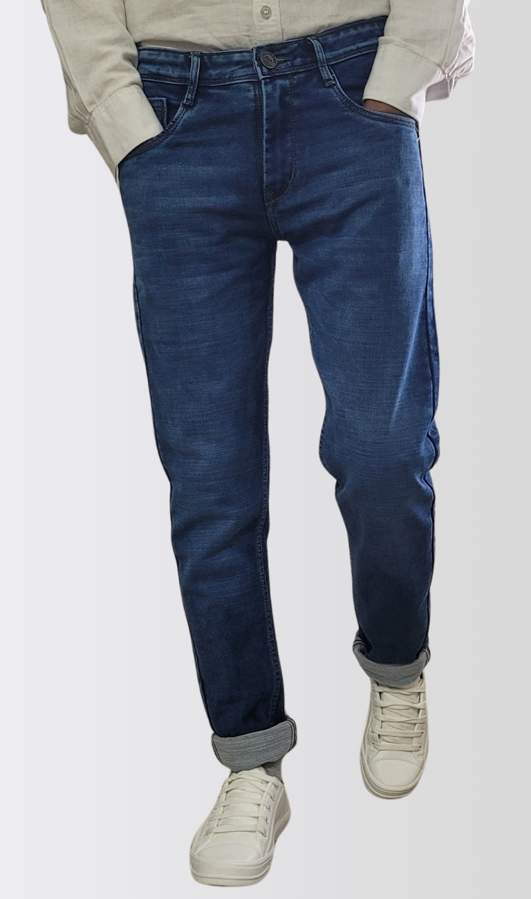 Men’s Mid Blue Slim Fit Faded Denim Jeans