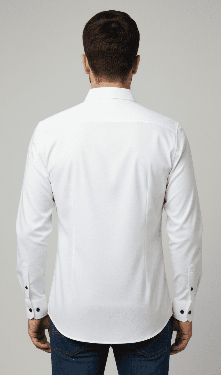 Men’s Full Sleeve Slim Fit White Shirt - Image 2