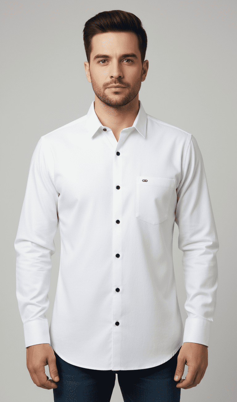 Men’s Full Sleeve Slim Fit White Shirt