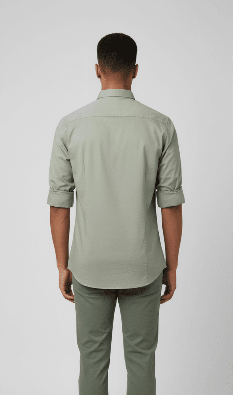 Men's Solid Sage Green Full-Sleeve Casual Shirt - Image 2