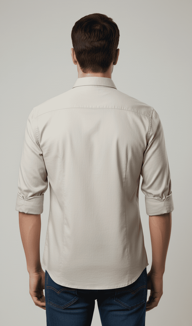 Men’s Full Sleeve Slim Fit Beige Shirt - Image 3