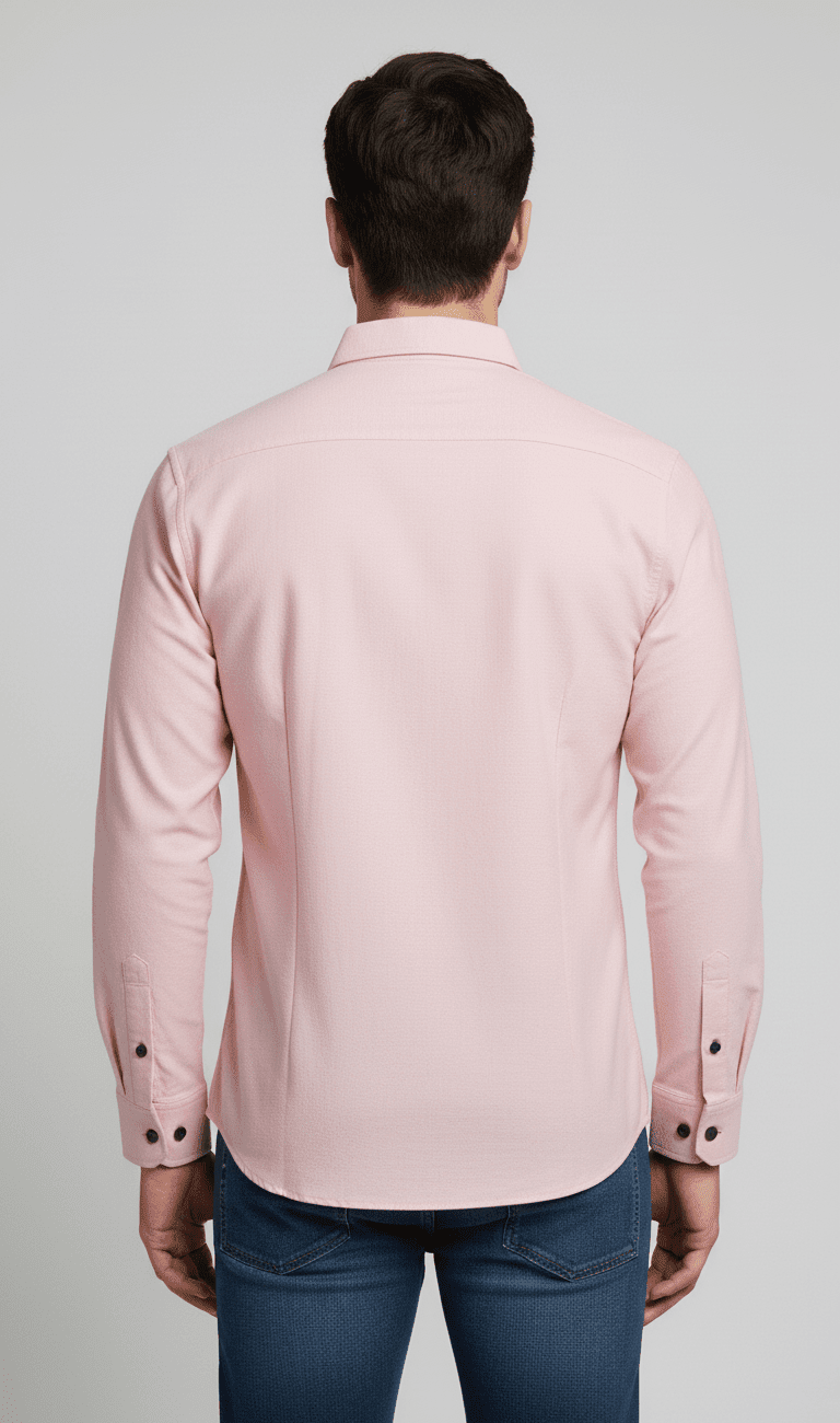 Men’s Full Sleeve Slim Fit Light Pink Shirt - Image 2