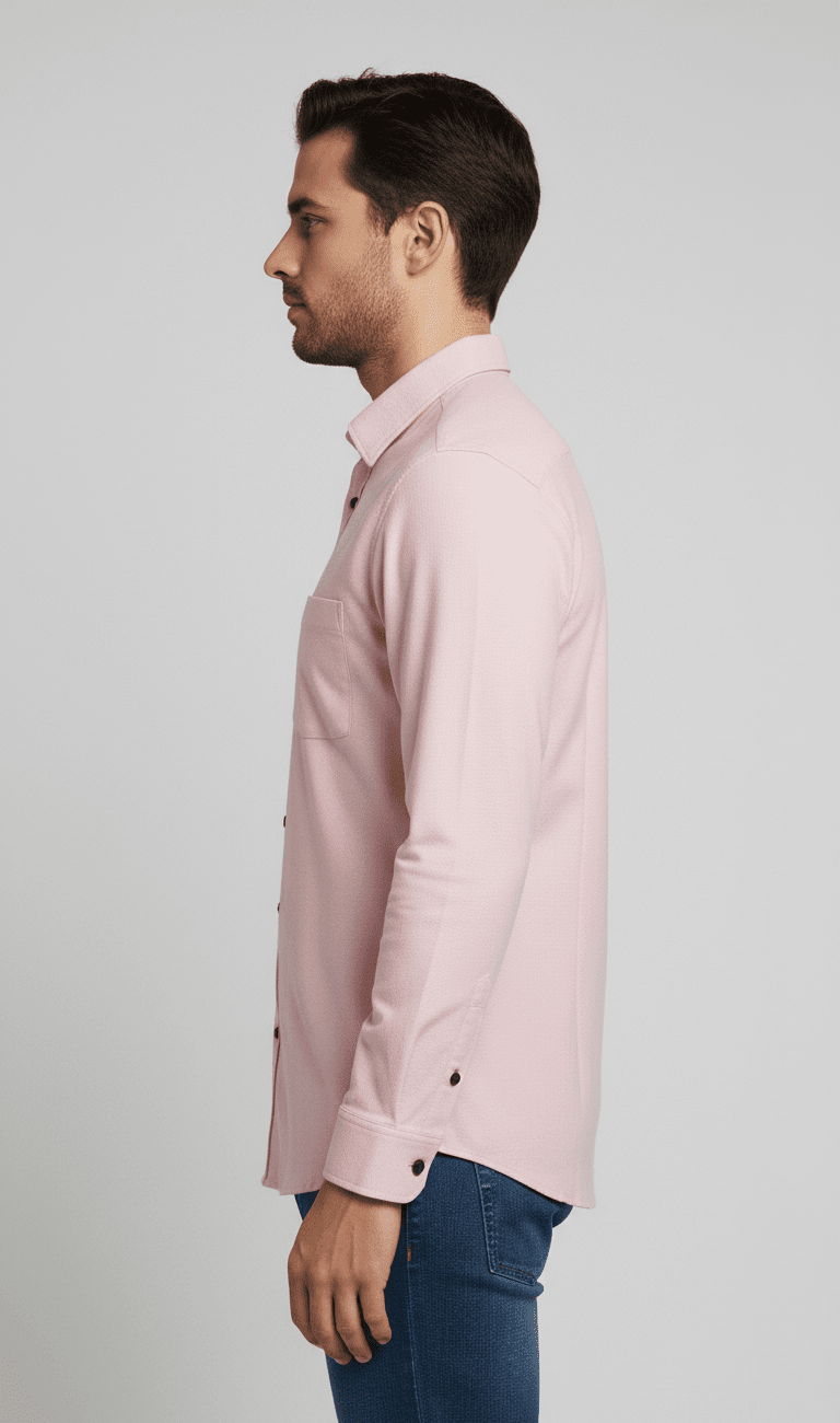 Men’s Full Sleeve Slim Fit Light Pink Shirt - Image 3