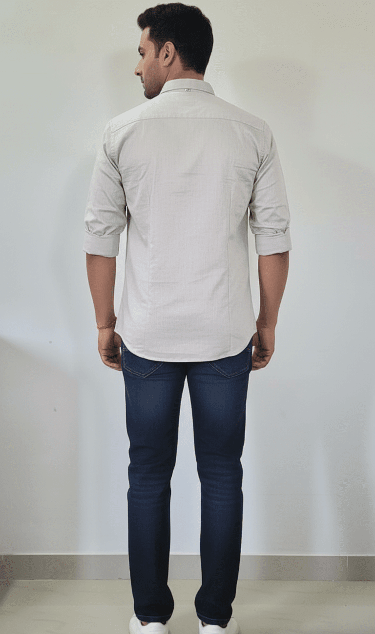 Beige Solid Full Sleeve Casual Shirt - Image 2