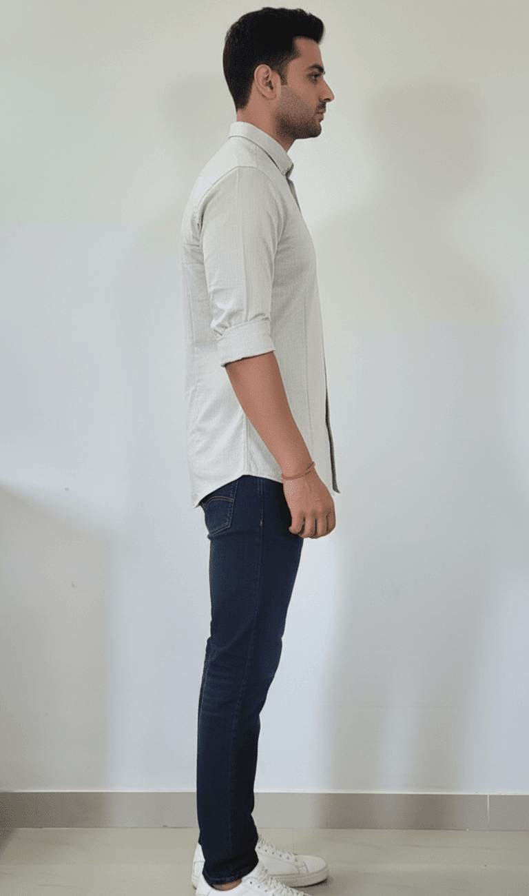Beige Solid Full Sleeve Casual Shirt - Image 3