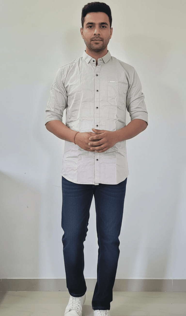 Beige Solid Full Sleeve Casual Shirt