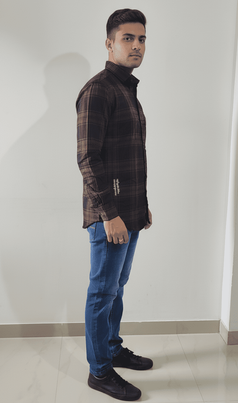 Black & Grey Shade and Desaturated Dark Red Checks Casual Shirt - Image 3