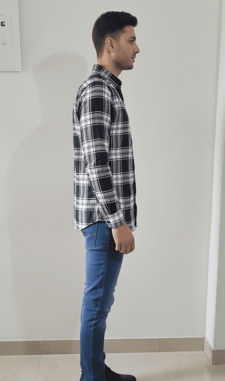 Black and White Checks Casual Shirt - Image 3
