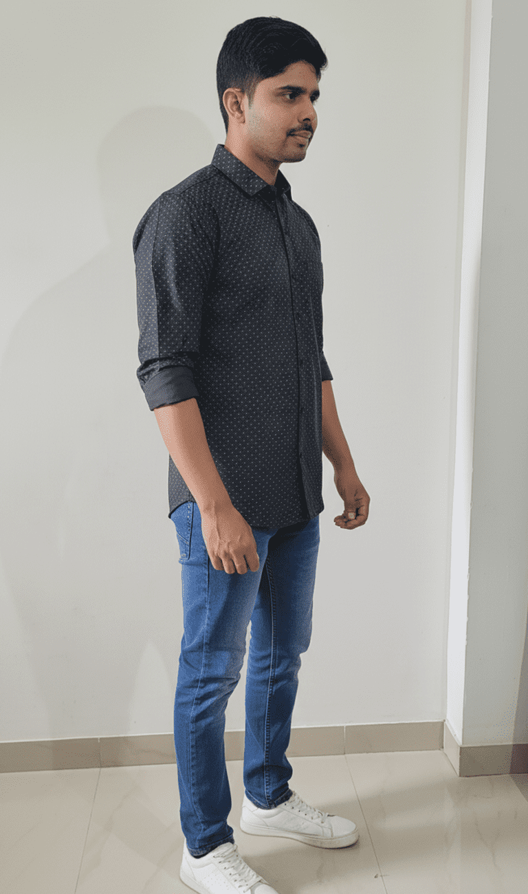 Black & White Dot Slim Fit Casual Shirt for Men