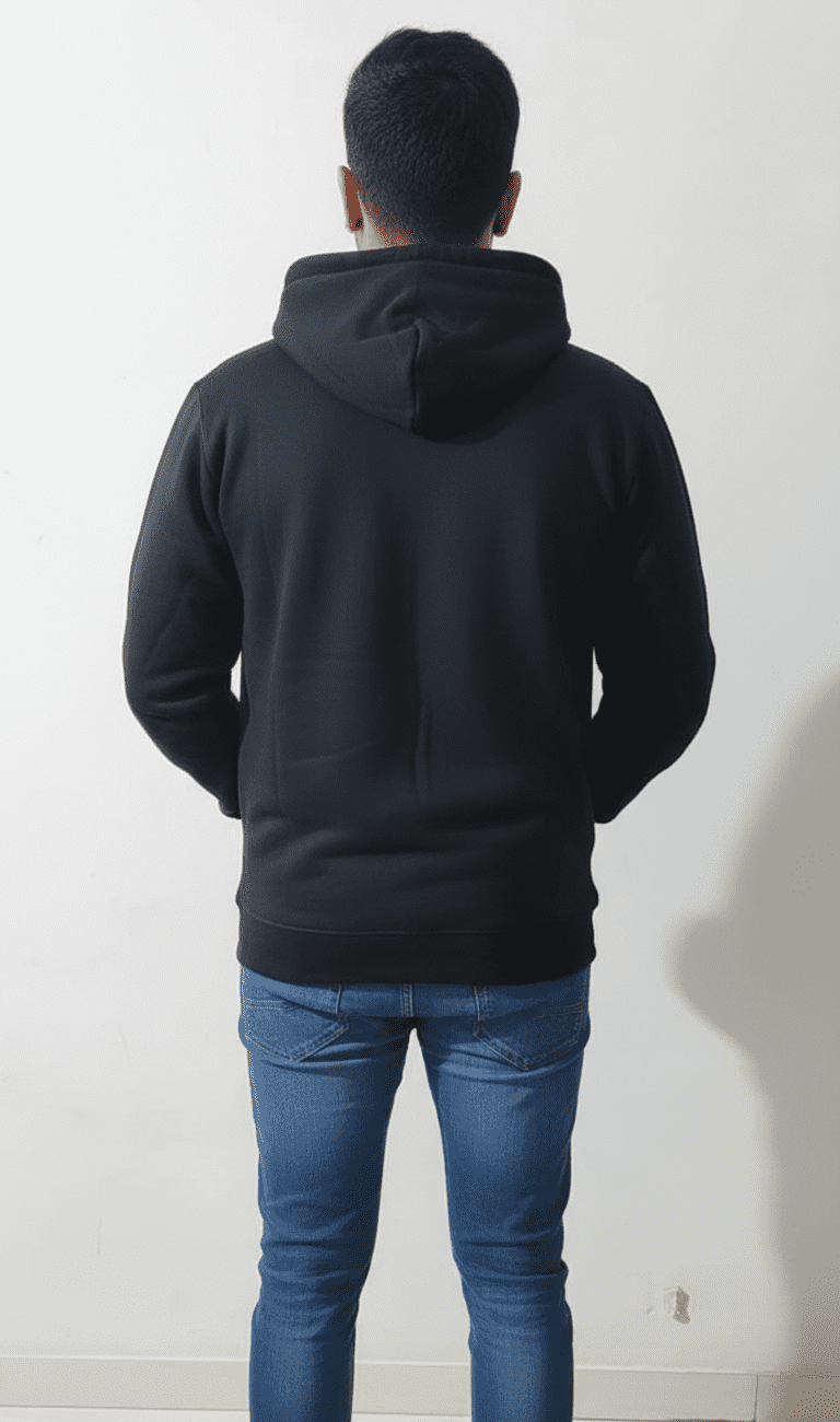 Black PC Fleece Hooded Sweatshirt - Image 2