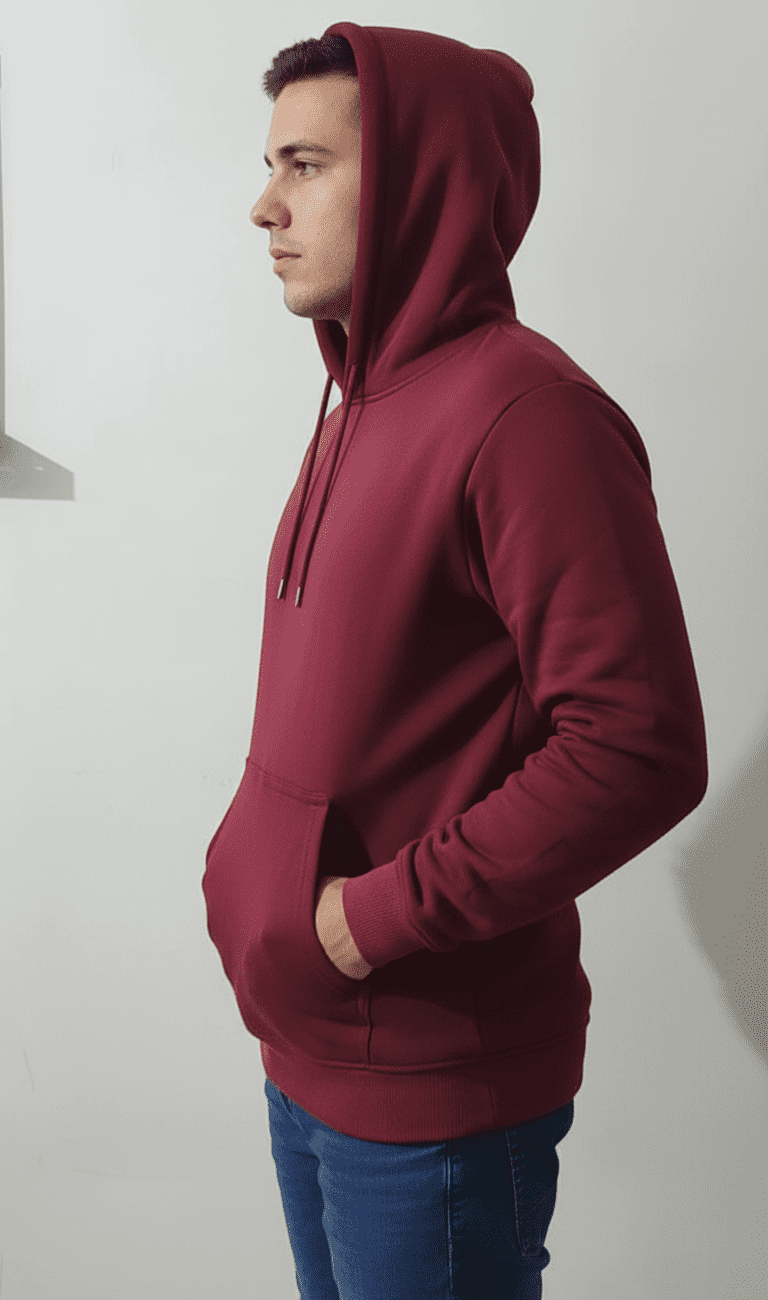 Maroon PC Fleece Hooded Sweatshirt - Image 3
