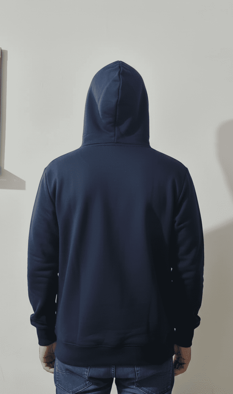 Navy Blue PC Fleece Hooded Sweatshirt - Image 2