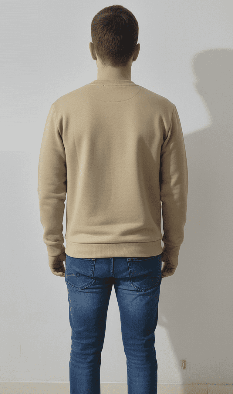 Sand Beige Crewneck Sweatshirt - Image 2