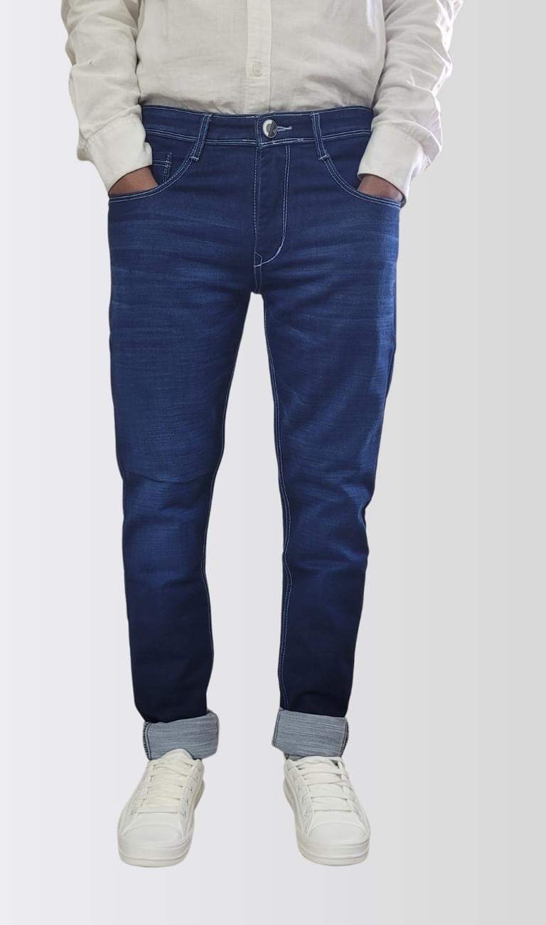 Men’s Dark Blue Slim Fit Denim Jeans - Image 2